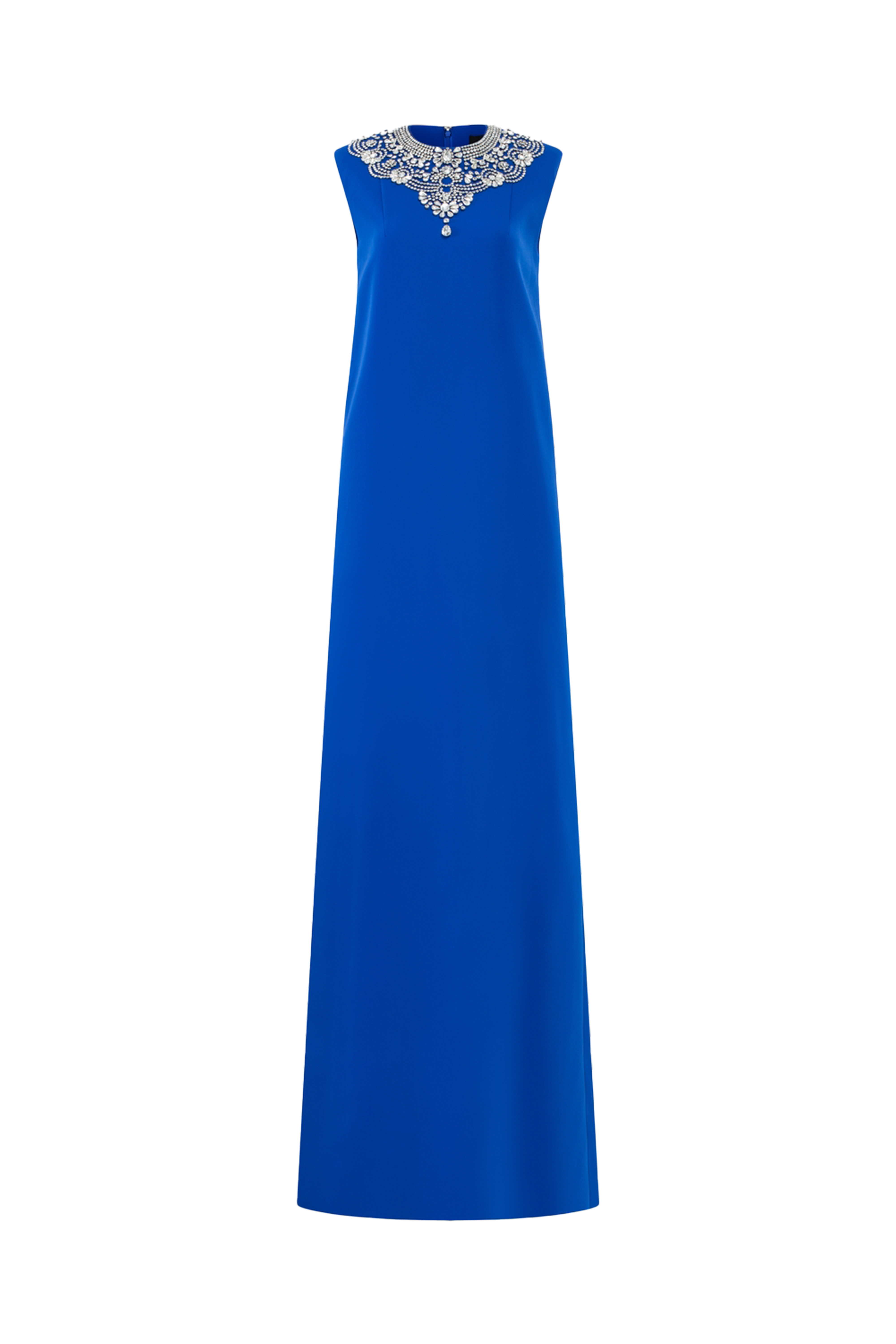 Cropped Curved Cape With Sleeveless Crystal Embellished Neckline Dress Set